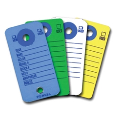 Colored Key Tags<br>1 3/8" x 3"<br>Multiple Colors Available<br>Packaged 500 per Box<br>Rings Included