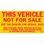 Vehicle Not For Sale Sticker