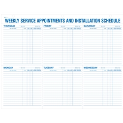 Weekly Service Appointments and Installation Schedule<br>Form #9927