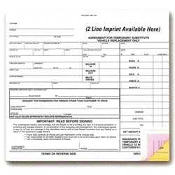 Substitute Vehicle Agreement<br><strong>Plain</strong> - 100 per Pack 