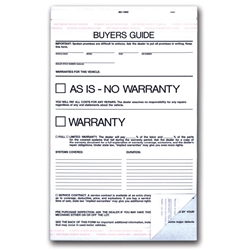 As Is - No Warranty<br>Buyers Guide <br>Form #BG-1985 As-Is<br>Plain