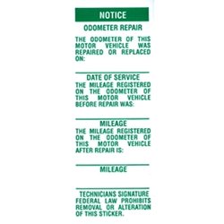 Odometer Repair Label