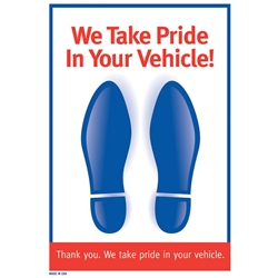 Paper "We Take Pride" floor mat.